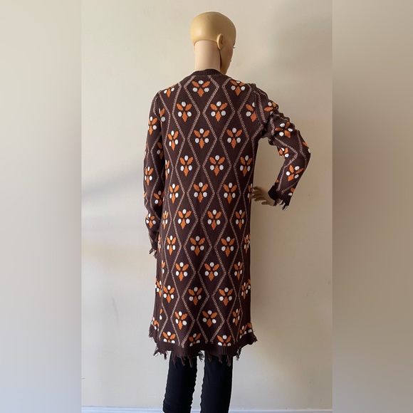 Brown Knit Fringe Hem Cardigan - Picture 5 of 7